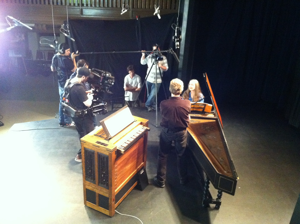 Behind the scenes of an educational audio/video recording with Tafelmusik.